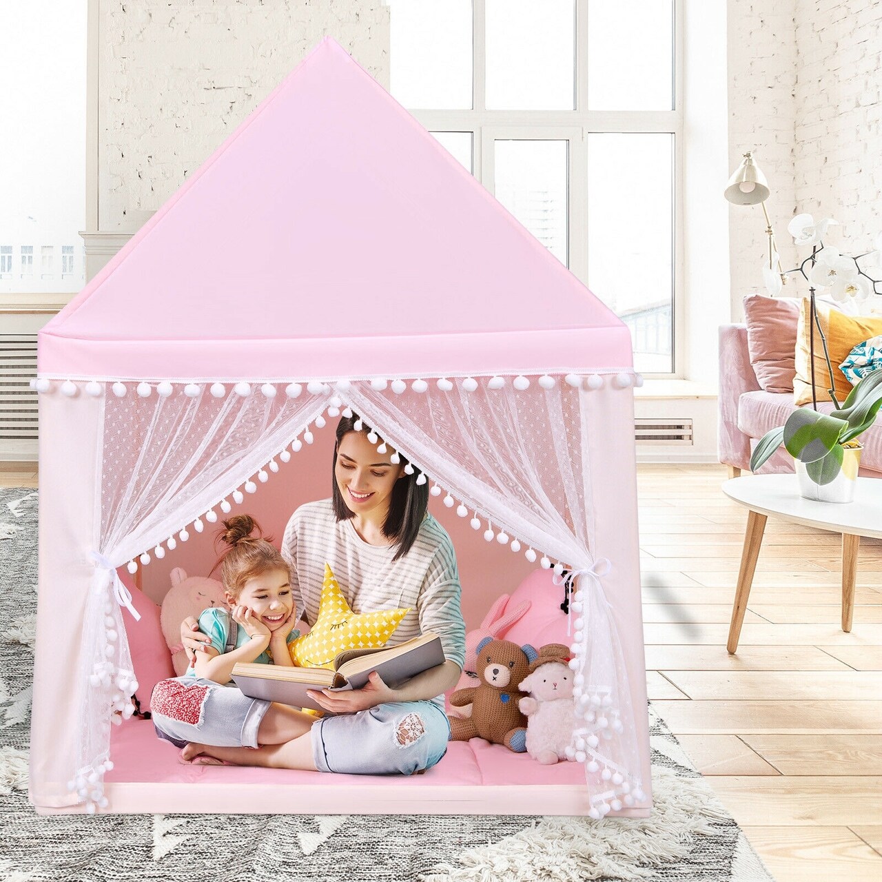 Kids Play Tent Large Playhouse Children Play Castle Fairy Tent Gift with Mat